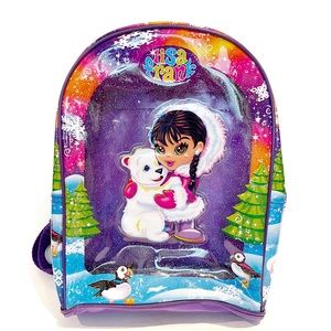Lisa Frank Sparkly Rainbow Mini Backpack Clear Front Girl Polar Bear Puffin Cute
